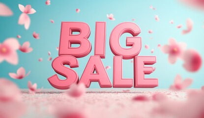 Announcing a Big Sale Event with Pink Flowers Falling Down