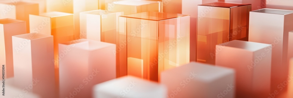 Poster vibrant geometric shapes create an enchanting abstract landscape of light and color