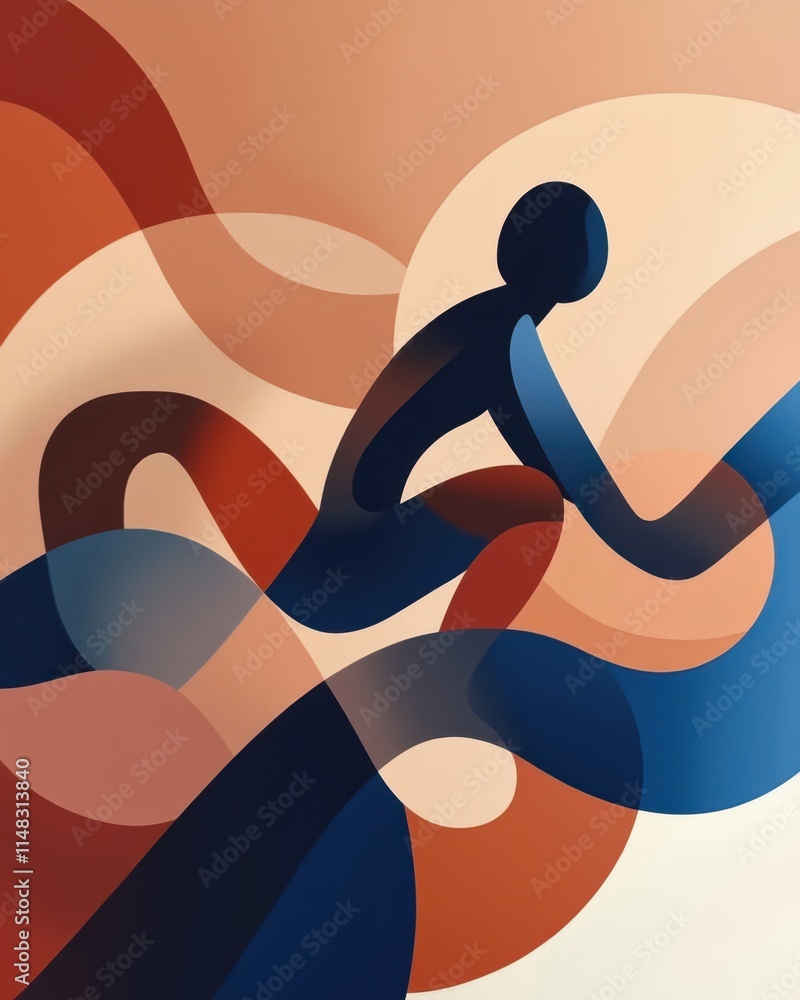 Poster intricate dance of form and color exploring movement and fluidity in modern art