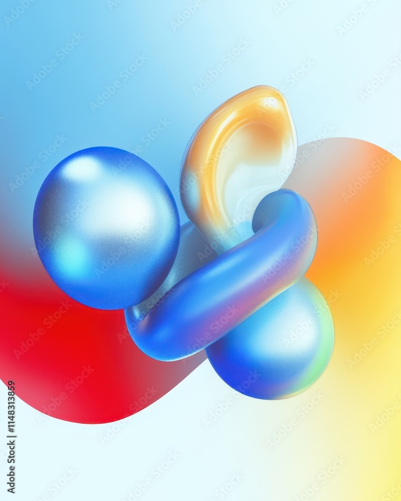 Aufkleber colorful abstract shapes intertwine, creating a dynamic and fluid composition
