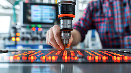 Close-up view of precision drilling action in manufacturing workshop environment