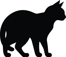 Perfectly Proportioned Solid Black Silhouette of a Cat with Sharp, Clean Edges