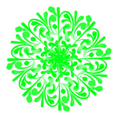 Coloured symmetrical floral motif