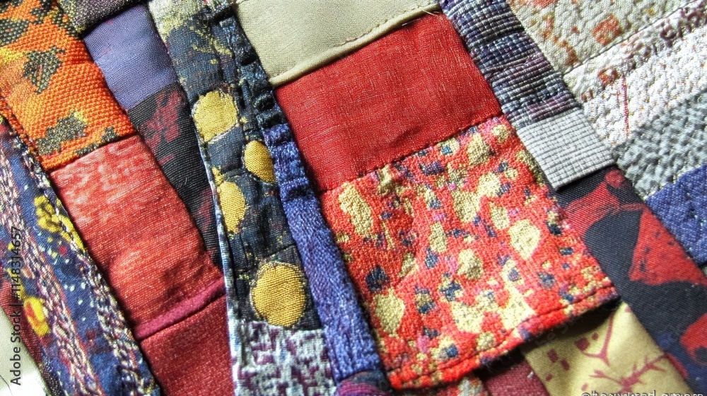 Aufkleber vibrant patchwork display of intricate textures and rich colors in harmony