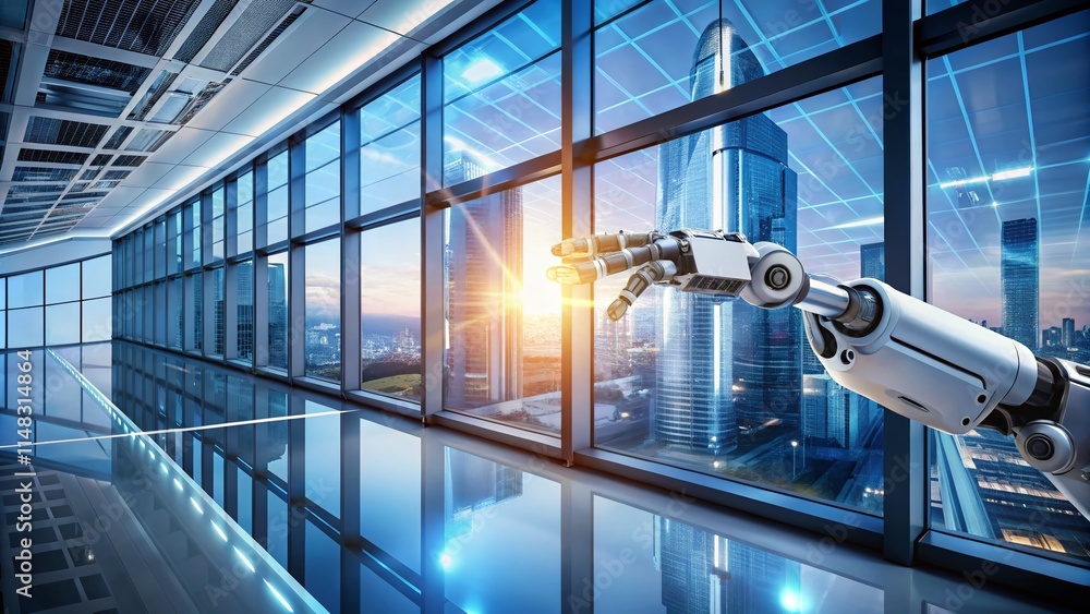 Aufkleber robotic process automation (rpa) in architecture: 3d render of automation