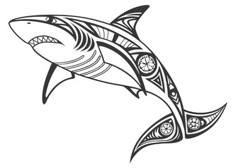 Naklejka premium 🦈 Dive into Elegance: Exploring Intricate Shark Designs with Delicate Details