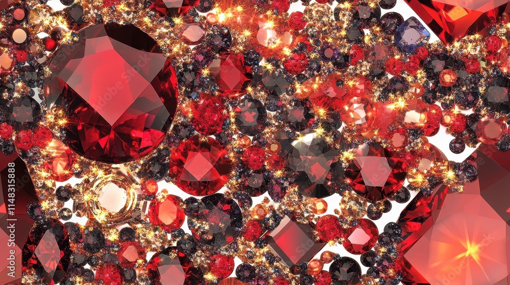 Poster Vibrant Collection of Rubies and Garnets Shines With Brilliance and Allure in a Dazzling Display