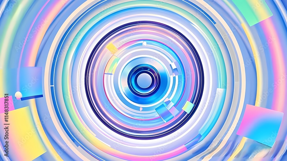 Aufkleber colorful abstract rainbow swirl with concentric circles and light patterns