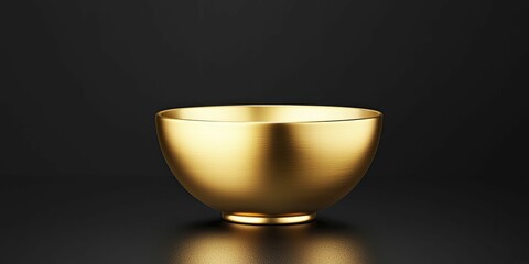 Elegant Gold Bowl Gleaming Against a Midnight Black Background