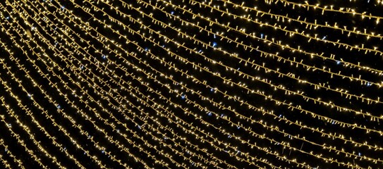 Beautiful  background with light garlands, illumination for winter holidays, abstract night background