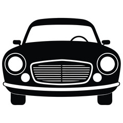 Classic car headlight silhouette on white background