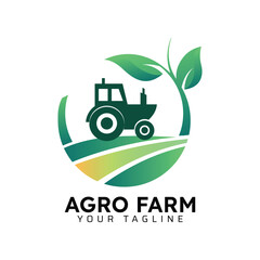 Fototapeta premium Agro Farm Green sunny Logo Design Template
