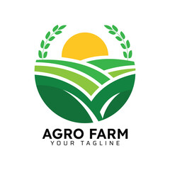 Agro Farm Green sunny Logo Design Template