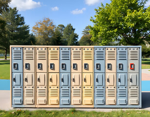Outdoor school lockers.