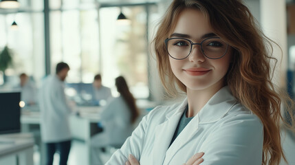 Fototapeta premium Confident Female Scientists in Modern Laboratory Environments