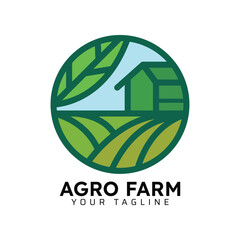 Agro Farm Green sunny Logo Design Template
