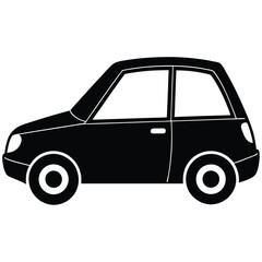 Compact car window silhouette on white background