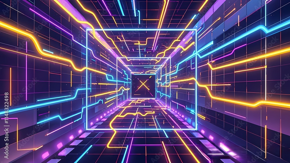 Poster abstract technology pattern with digital elements and light design