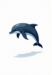 Obraz premium Playful Dolphin Jumping on White Background, 2D Vector Animal Illustration