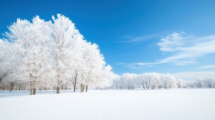 Fototapeta premium Snow-covered trees on a bright winter day.