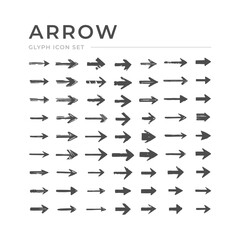 Naklejka premium Set hand drawn glyph icons of arrow isolated on white. Vector illustration