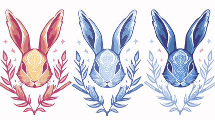 Lucky Rabbit Foot Talisman Drawing Set Flat Vector Illustration