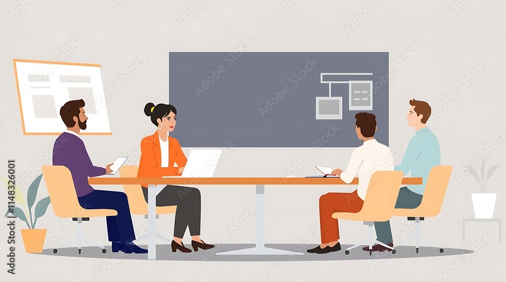 Aufkleber Collaborative Brainstorming: A diverse team engages in a productive meeting, sharing ideas and collaborating on a project. The focus is on teamwork and problem-solving.