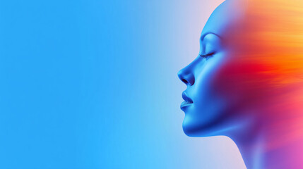 Obraz premium Profile of a woman with vibrant colored background