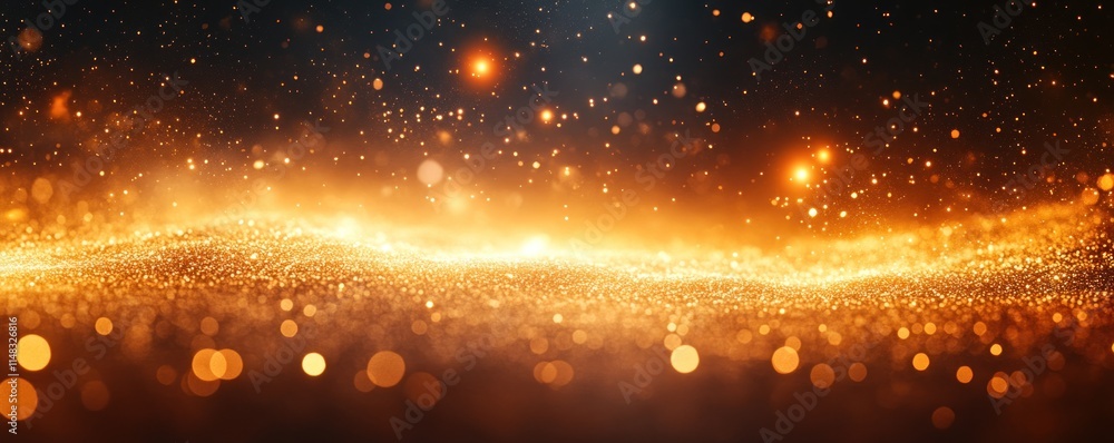 Aufkleber a shimmering wave of golden particles creating a magical, ethereal atmosphere.
