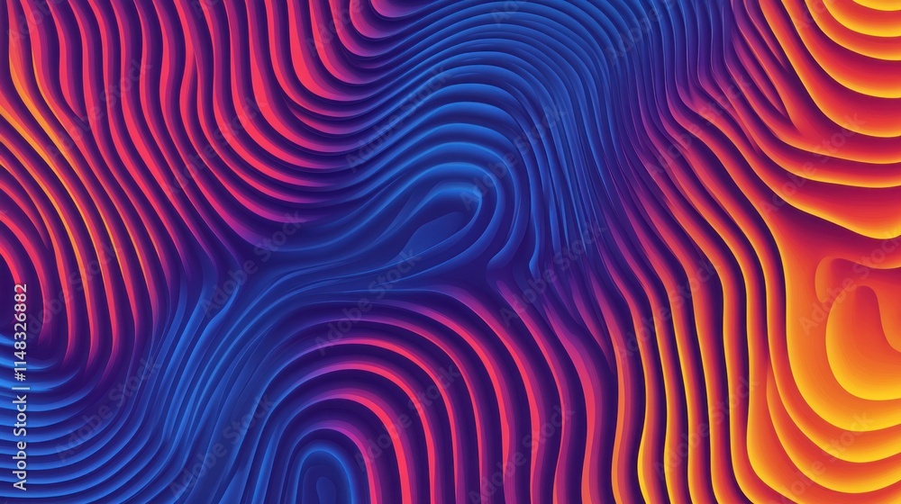 Poster abstract vibrant wave background with colorful curved lines and 3d effect.