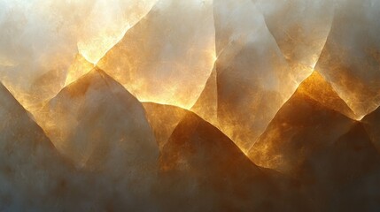 Delicate waves of soft gold, beige, and pale cream intertwine in shimmering layers, resembling ethereal fabrics gently floating, creating a luminous and serene visual tapestry. Background 