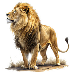 Obraz premium Lion Vector Illustration with Regal Pose Isolated on White Background