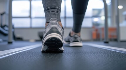 Person Walking on Treadmill in Gym Environment