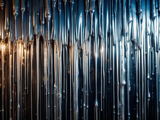 Obraz premium Shimmering Silver & Black: Luxury Dripping Paint, Abstract Metallic Art, Low Light Photography