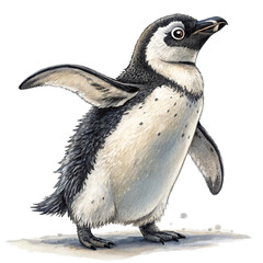 Obraz premium Penguin Vector with Antarctic Elegance Isolated on White Background