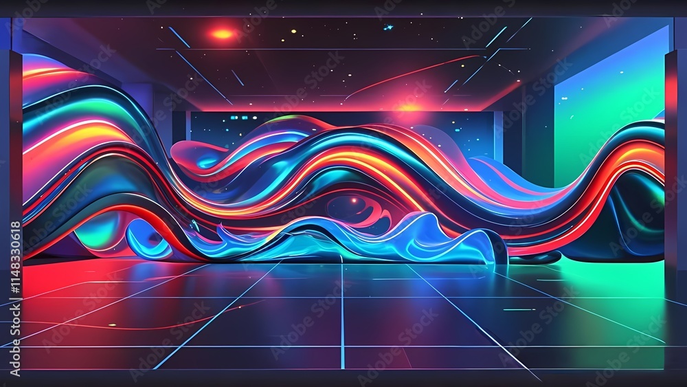 Poster colorful abstract background with dynamic lines and glow