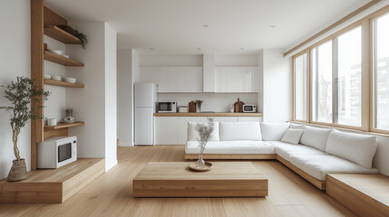 Fototapeta premium 白を基調としたリビング
