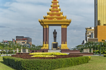 Statue of King Father Norodom Sihanouk, a monument commemorating former King Norodom Sihanouk in...
