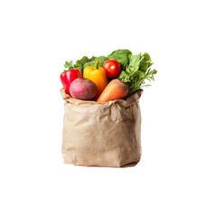 Vegetables in a paper bag isolated on transparent background