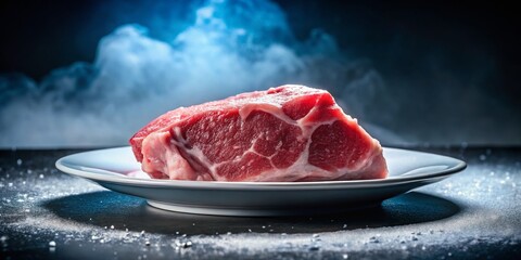Silhouette Frozen Pork Chops White Plate - Food Photography Background Stock Image
