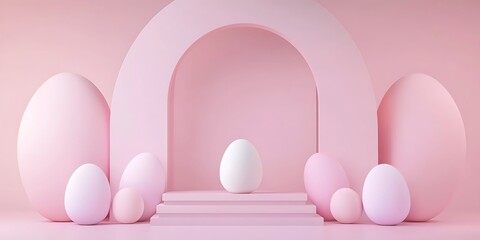 Pastel Pink Eggs Archway Minimalist Easter Display