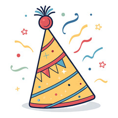 party hat and confetti