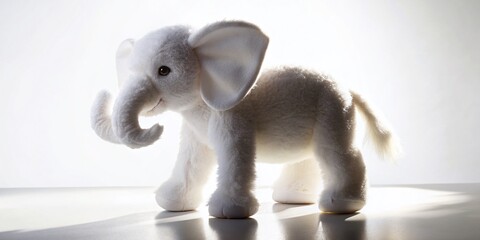 Silhouette of White Plush Elephant Toy, Isolated Stuffed Animal, Cute Elephant Plushie, Baby Elephant Silhouette, White Elephant Photography