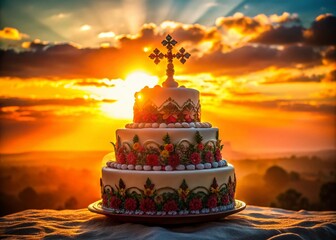 Silhouette Photography: Tort Na Chrzciny - Elegant Baby Shower Cake Photoshoot