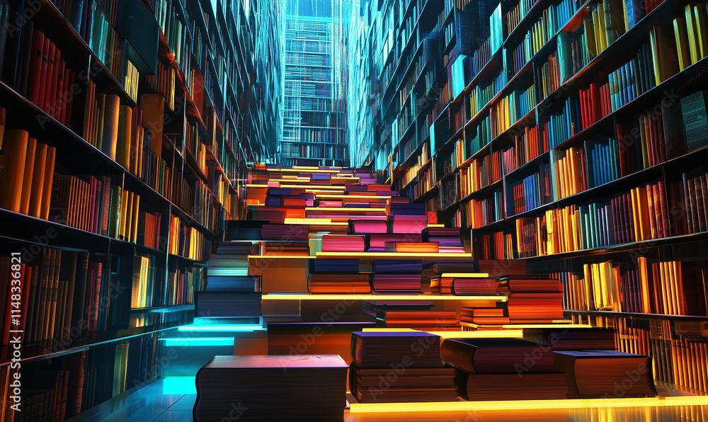 Poster exploring stem education through a vibrant library of knowledge innovative learning space digital en