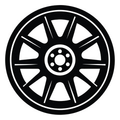 Obraz premium Mini van wheel silhouette on white background