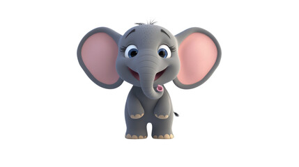 Cute cartoon elephant character with big ears and friendly smile