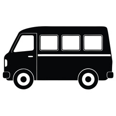 Mini van window silhouette on white background