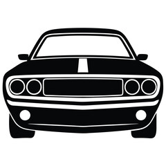 Muscle car grill silhouette on white background