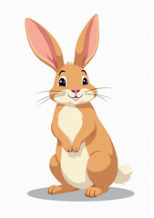 Obraz premium Cute Rabbit Standing on Hind Legs, 2D Vector Animal Illustration on White Background 